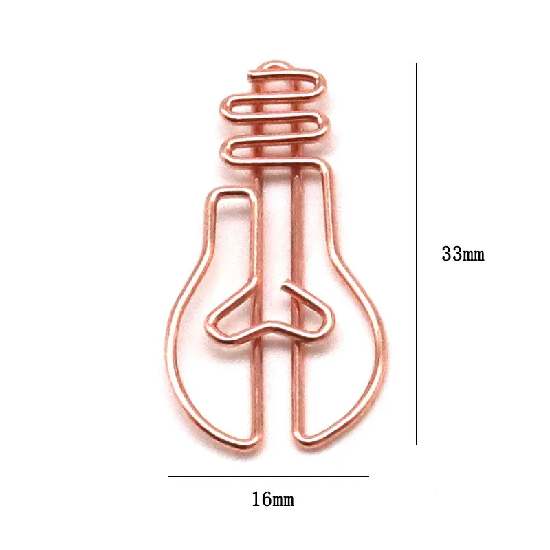 

Light Bulb Paper Clip, Rose Gold Electroplating Bookmark, Metal Irregular Creative Looping Pin