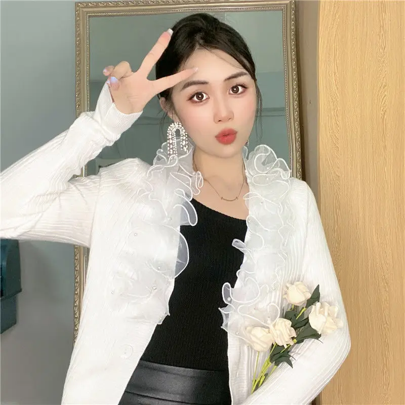 Женский вязаный кардиган с ушками топ V-образным вырезом новый свитер осень и