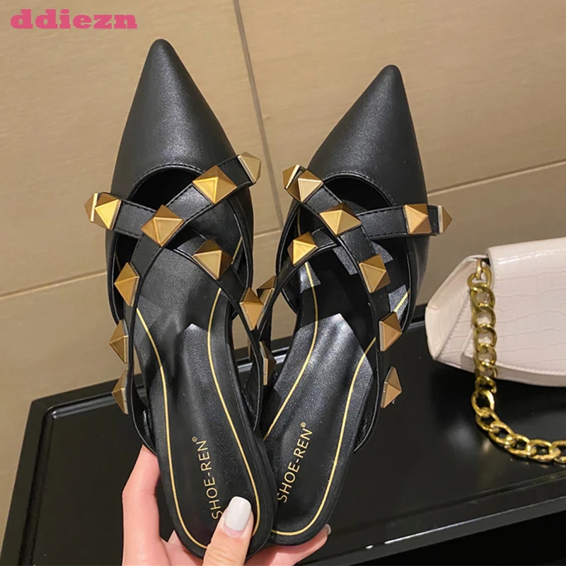 

Шлепанцы женские без задника, повседневные сланцы, заостренный носок, летняя модель 2023