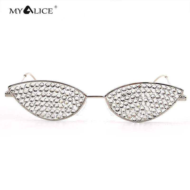 

MYALICE маленькая оправа кошачий глаз точка сверление солнцезащитные очки Брендовые дизайнерские модные солнцезащитные очки стимпанк изыска...
