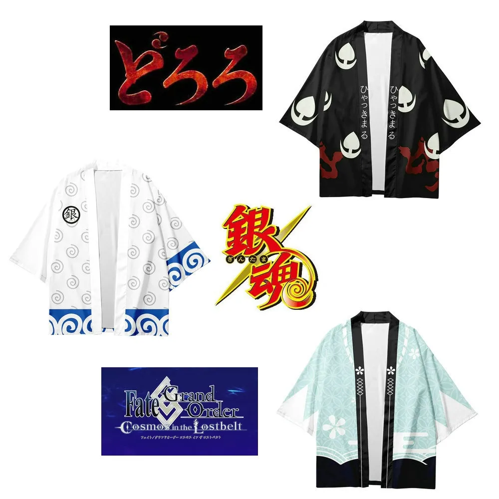 

Men women Kimono Cardigan Cosplay Gintama FGO Okita Soji Style Anime Kimono Men women Haori Yukata Cardigan Summer men kimono be