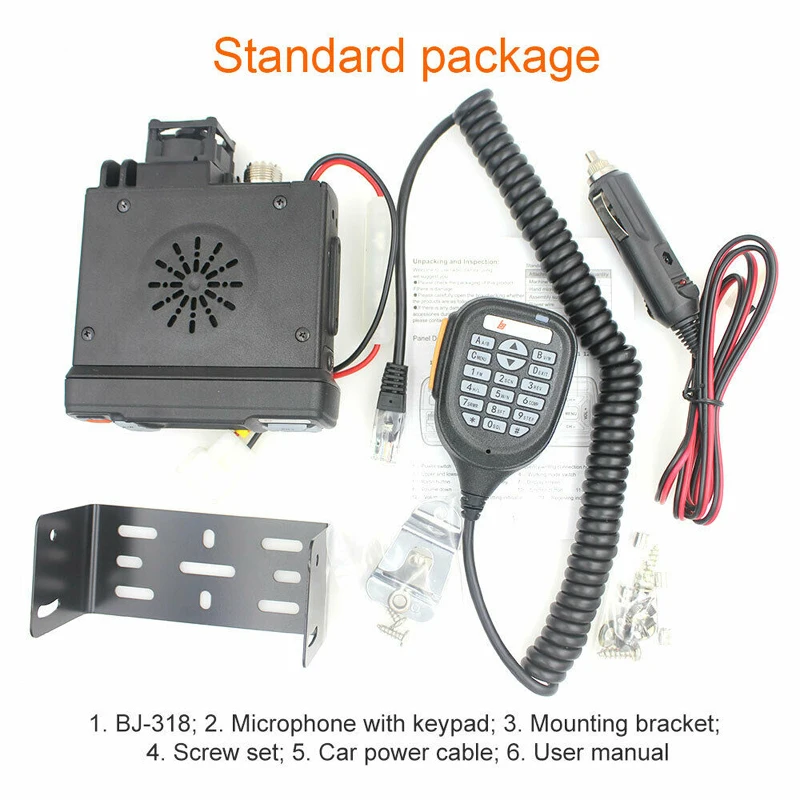 Baojie BJ-318 Mini Car Mobile Radio Vehicle Mount Station 256CH 10km Long Range 25W Dual Band VHF/UHF Transceiver Upgrade BJ-218
