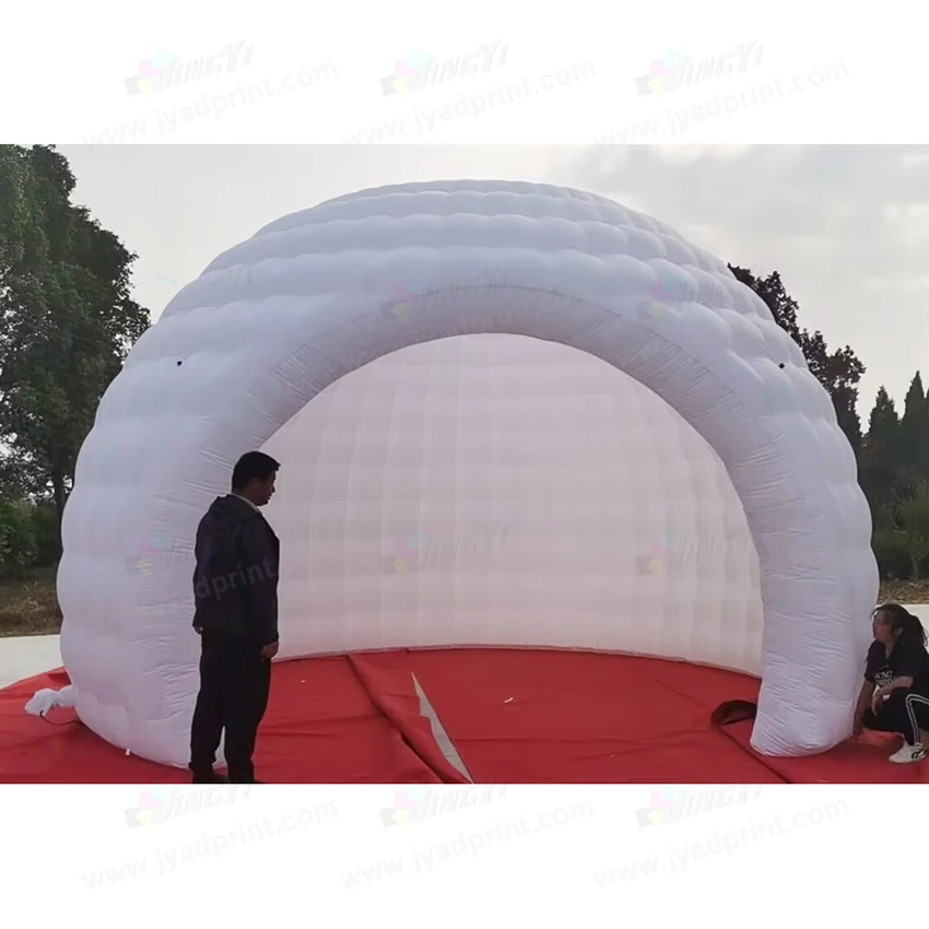 

Дешевая качественная белая 420D надувная купольная палатка Igloo, надувная шатра с навесом и светодиодным освещением или без освещения