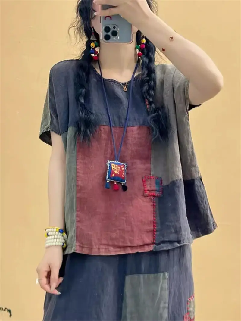 Комплект из рубашки и брюк хлопка льна