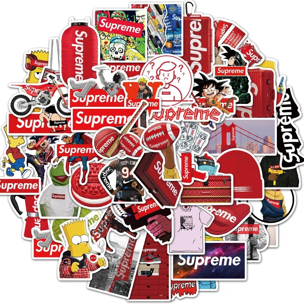

50/100Pcs Anime Trendy brand Sup Cartoon Graffiti Stickers Cute Notebook Phone Waterproof Deco Kawaii Children Sticker Gift