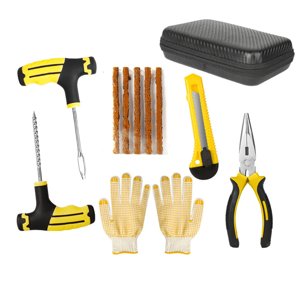 

7PCS Car Tire Repair Kit Puncture Plug Tools Tire Puncture Fast For Tire Strips For Auto Motorcycles Electric Vehicles