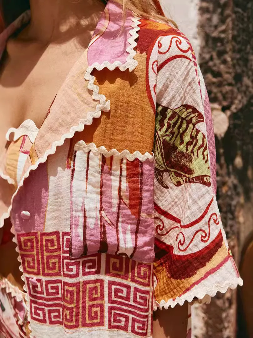 Женский Повседневный костюм из блузки и брюк свободная летняя рубашка с коротким