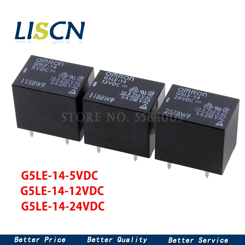 

Реле Φ 250V 10A T73 5pin 5V/12V/24VDC G5LE, 2 шт.