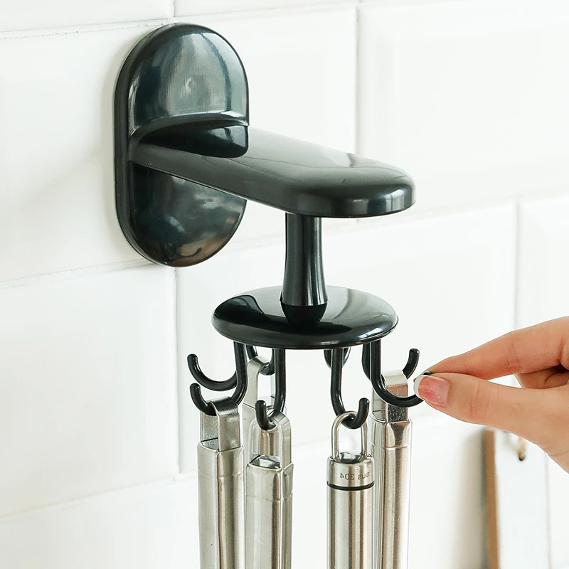 Настенный стеллаж для хранения без отверстий кухни вращающийся крюк лопатка