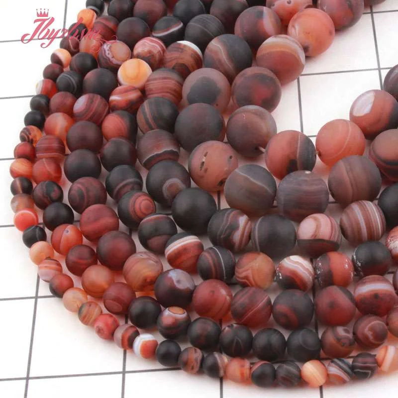 

6,8,10,12mm Round Dream Stripe Agates Brown Bead Frost Matte Natural Stone Beads For Necklace Jewelry Making Spacer Strand 15"