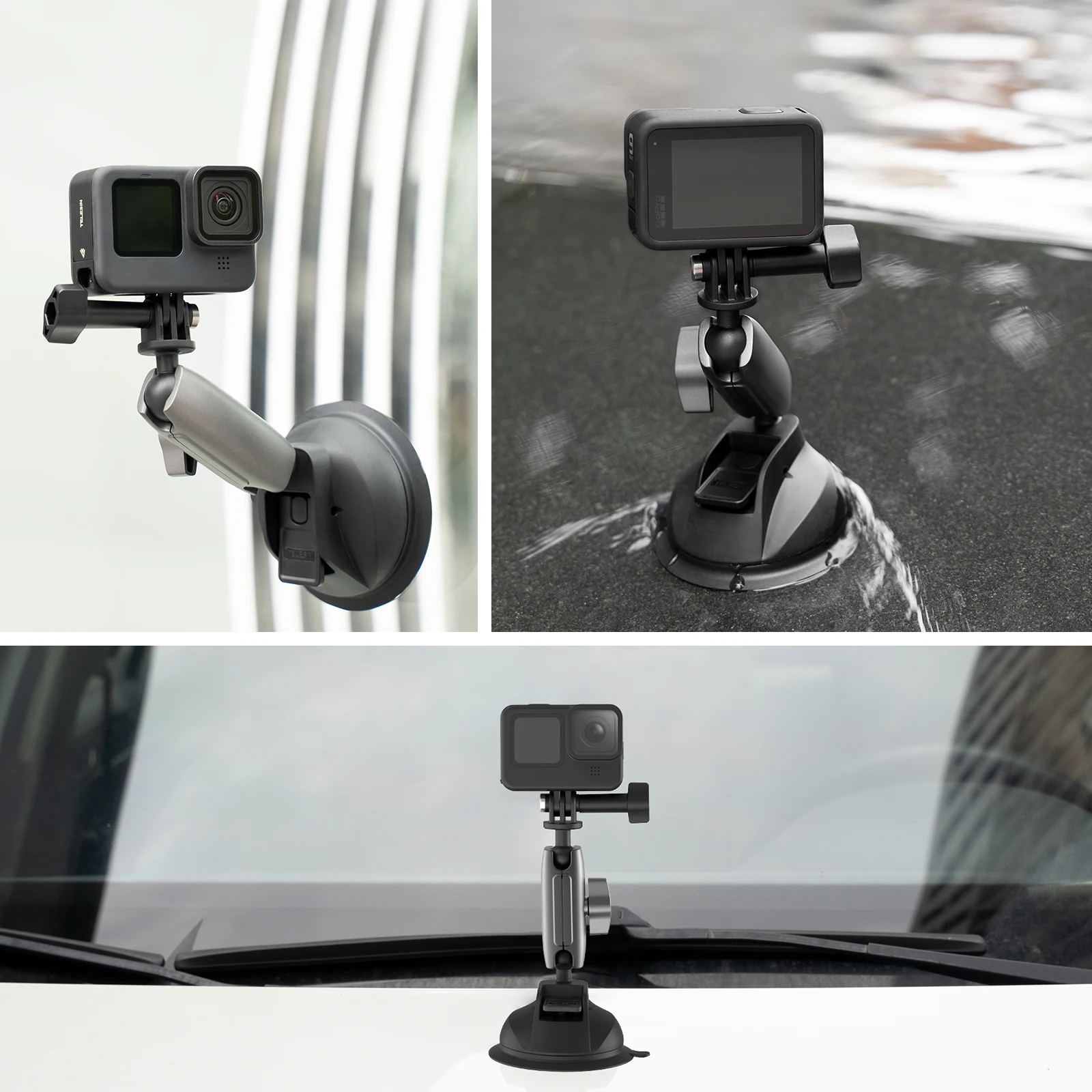 telesin gravity car phone camera holder suction cup adjustable universal holder stand gps mount for gopro insta360 dji action 2 free global shipping