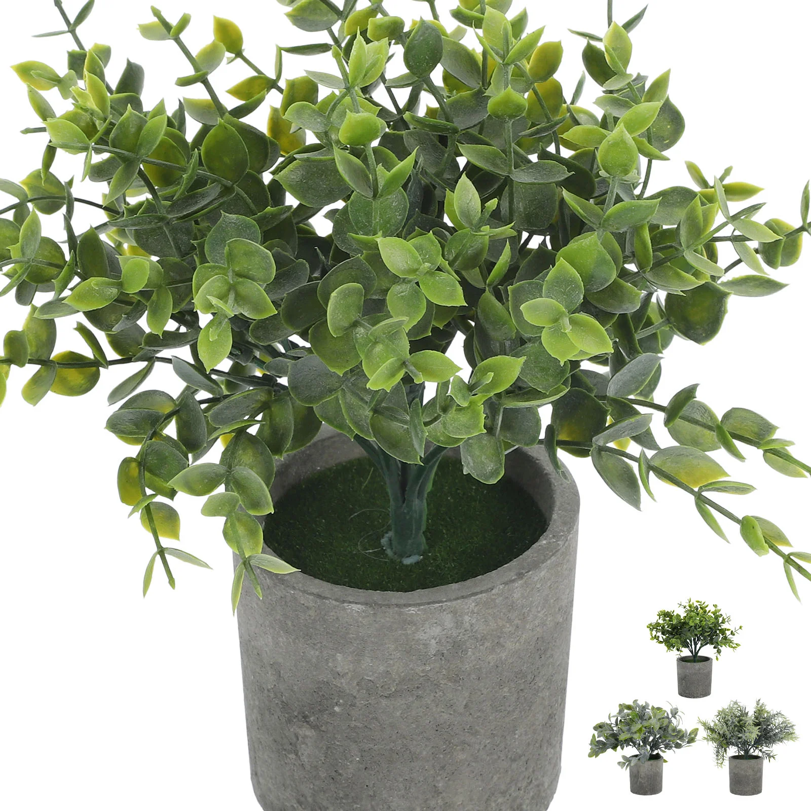 

3 Pcs Artificial Plants Indoor Green Potted Realistic Bonsai 8x8x21cm Fake False Ornaments Paper Desktop Adornments Decor