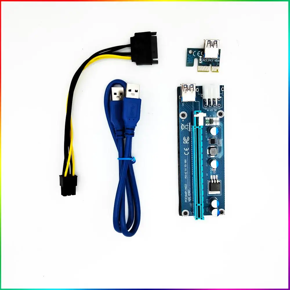 10Sets/lot 006C PCI Express 1 to 16 PCIE Riser Card Board USB 3.0 to 6Pin Mining