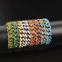 wybu cuban chain bracelet delicate colorful enamel titanium steel womens bracelet hip hop bracelet homme fashion jewelry gift