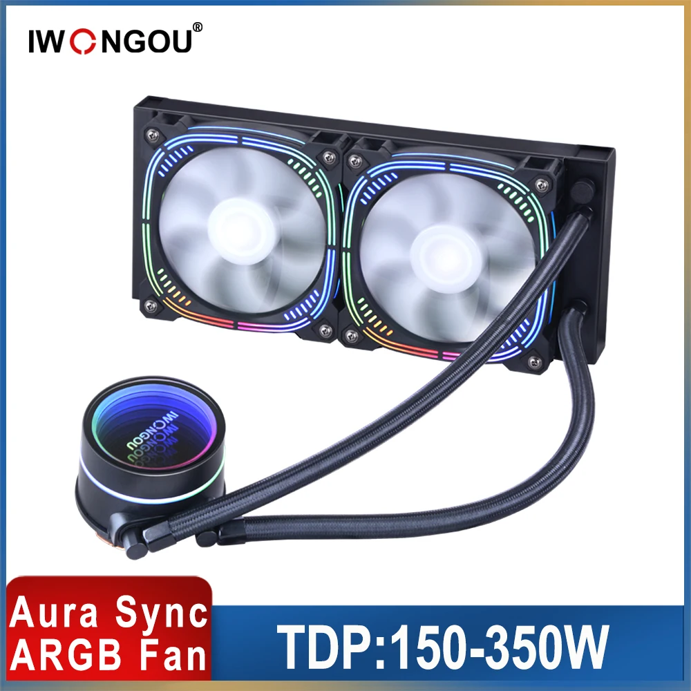 

IWONGOU PC Water Cooling Cpu 240mm 4PIN ARGB Fan Cooler Lga 2011 V3 Processor Cooler Liquid Cooler for Intel 1200/1700/115X AM4