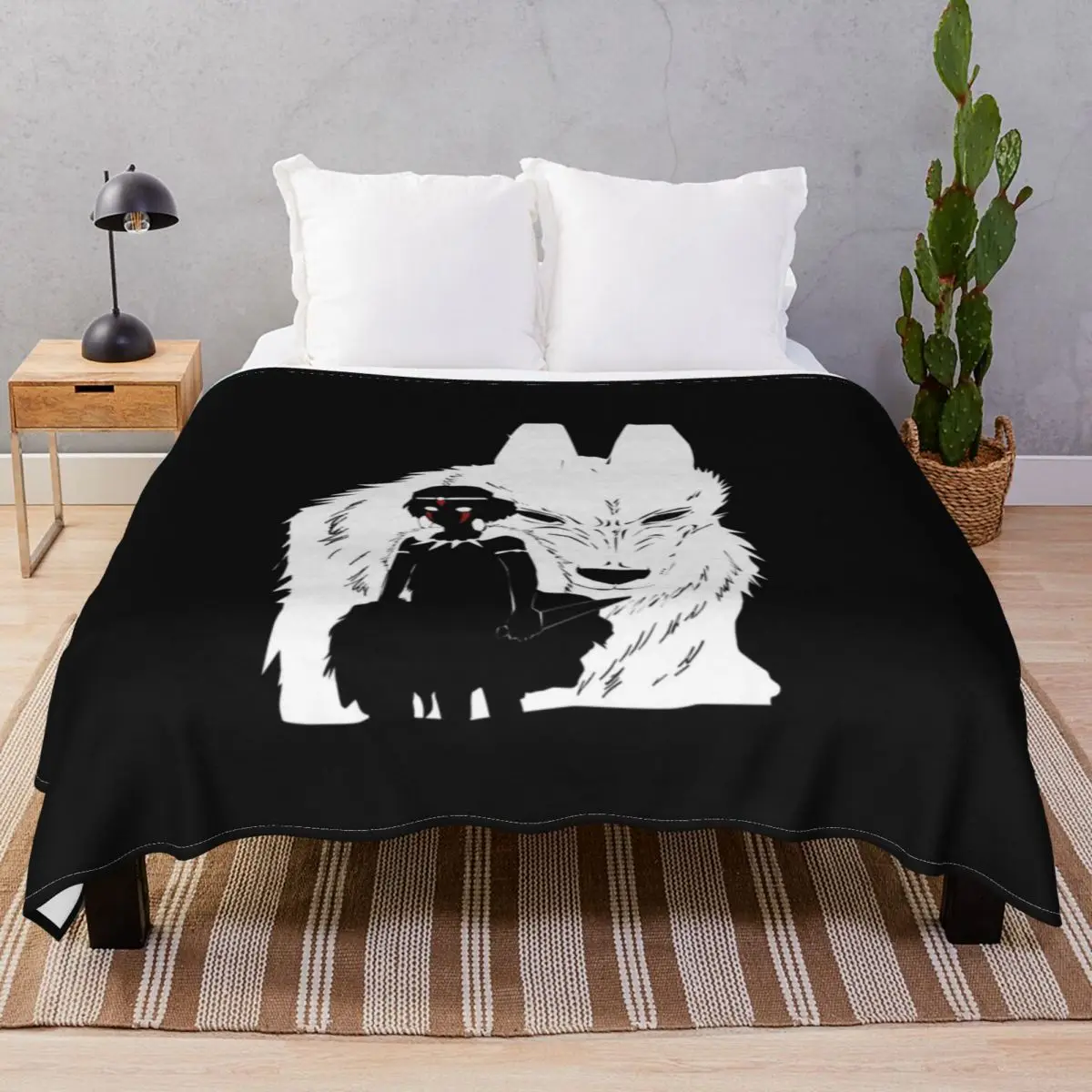 

Фланелевые зимние теплые унисекс одеяла принцессы Мононоке для постельных принадлежностей домашний диван для путешествий кинотеатра