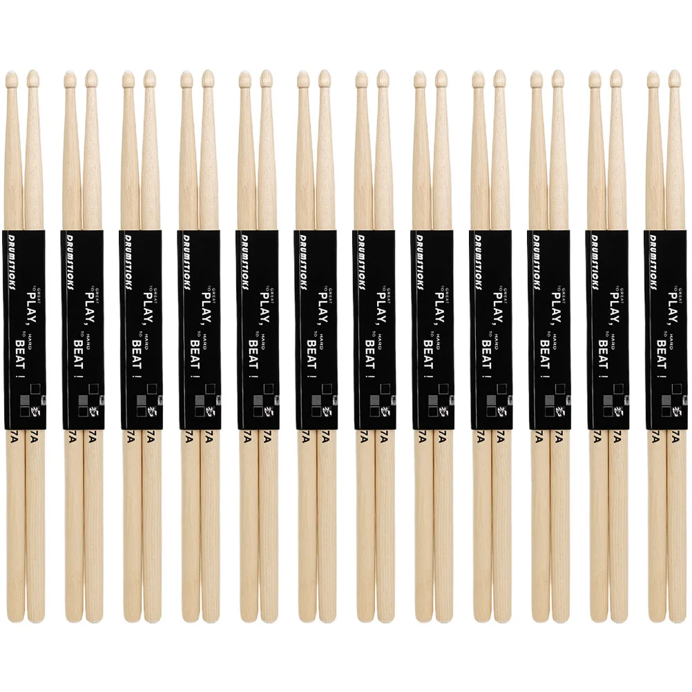 

12 Pairs Music Accessories 7a Drumsticks Percussion 1.5x1.5x39.3cm Wood Kids Maple Set Child