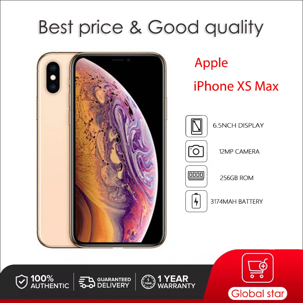 

Оригинальный б/у разблокированный Apple iPhone XS Max, распознавание лица, шестиядерный Ios 64/256 Гб ПЗУ, двойная камера 12 МП, смартфон