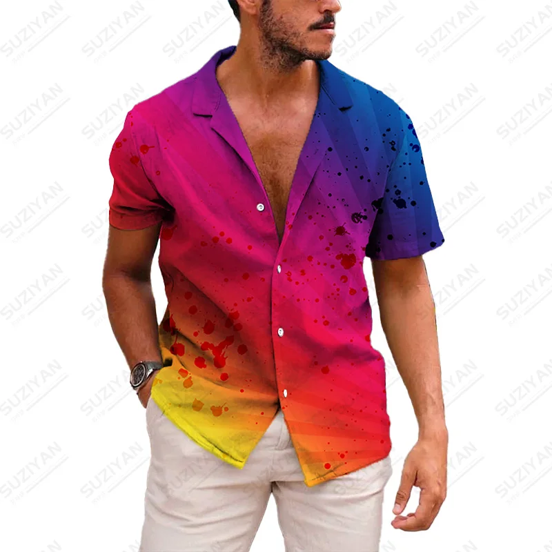 

Turn-Down Clothes Short-Sleeved Wear Beautiful Patterns Male Designer Men'S Large Size 1 Shirts For Men Urban Style