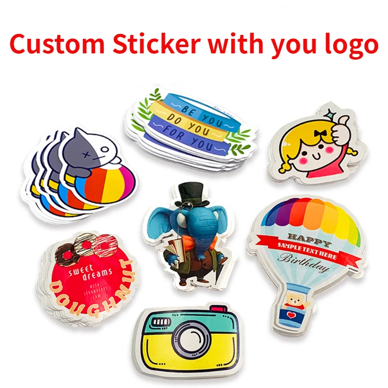 

Sticker Custom Holographic Waterproof Clear PVC Label Shaped Die Cut Kiss Cut Your Own Logo Wall Sticker Vinyl Printing Sticker