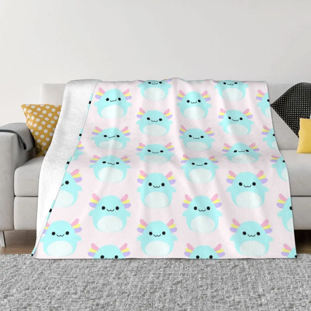 

Симпатичные Мультяшные одеяла Axolotl squishmallow, флисовые осенне-зимние Супермягкие одеяла для дивана, офисное плюшевое тонкое одеяло