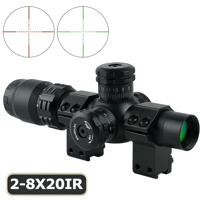 

2-8x20IR Tactical Optics Rifle Scope Reflection Hologram Hunting Riflescope Collimator Metal Sight Fit 11mm/20mm Rail Mount