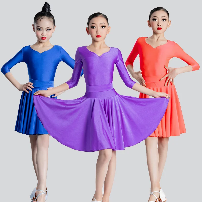 

New children's Latin dance practice clothes one-piece girls' summer grade examination competition regulations dress art