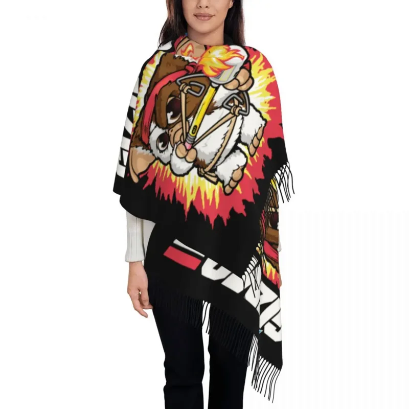 

Lady Long Gizmo Gremlins Scarves Women Winter Soft Warm Tassel Shawl Wrap 80s Horror Movie Mogwai Scarf