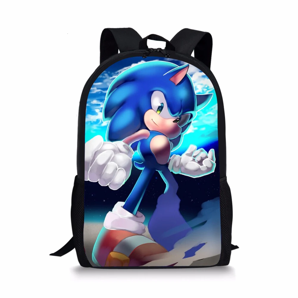 Sonic Pattern Print School Bags Daily Travel Climbing Durable Backpack Trendy Birthday Gift for Kids Fashion Knapsack