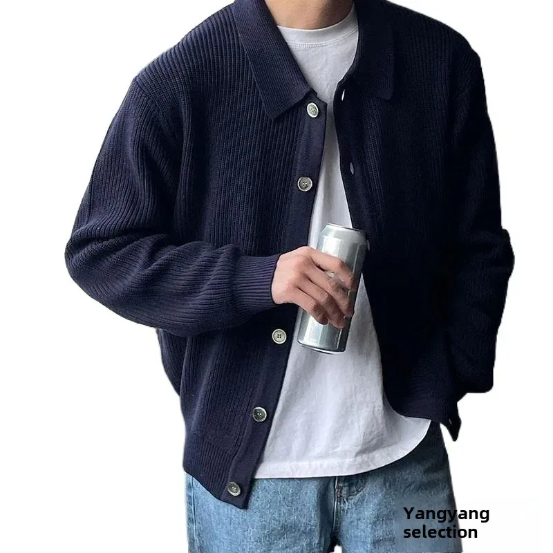Осень/зима мужской вязаный кардиган свитер свободного кроя повседневный стиль