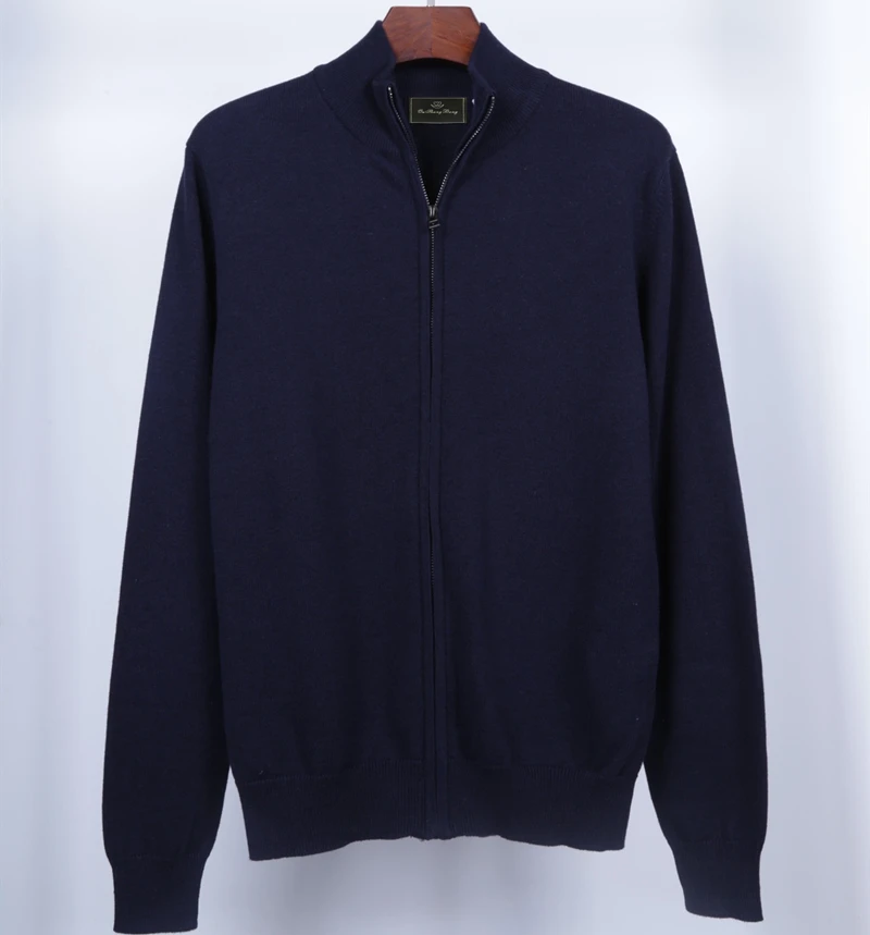 High Quality Men Alligator Zipper Cardigan High Collar Cotton Sweater Jersey Jumper Hombre Pull Homme Men Knitted Sweaters Top