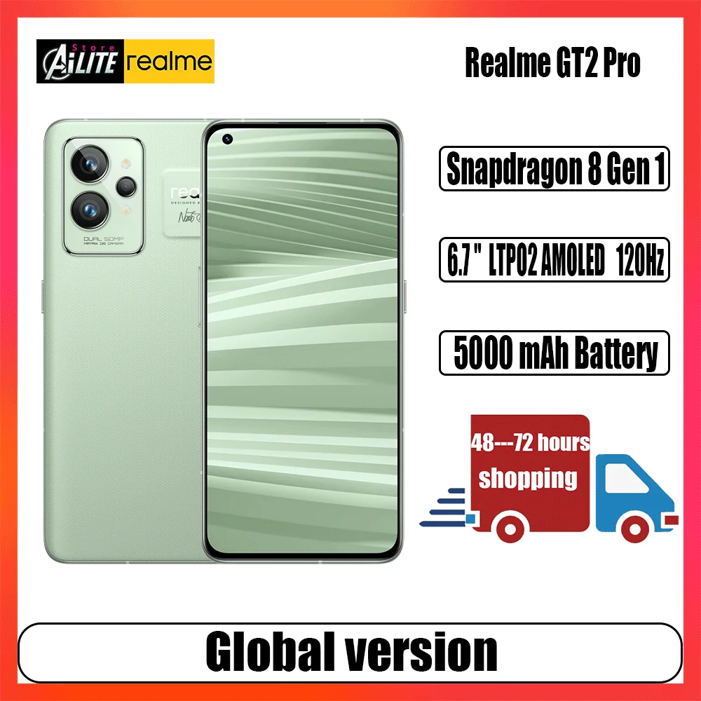 global version realme gt2 pro smartphone snapdragon 8 gen 1 6 7inch ltpo2 amoled 120hz 50mp camera 5000mah 65w fast charge nfc free global shipping