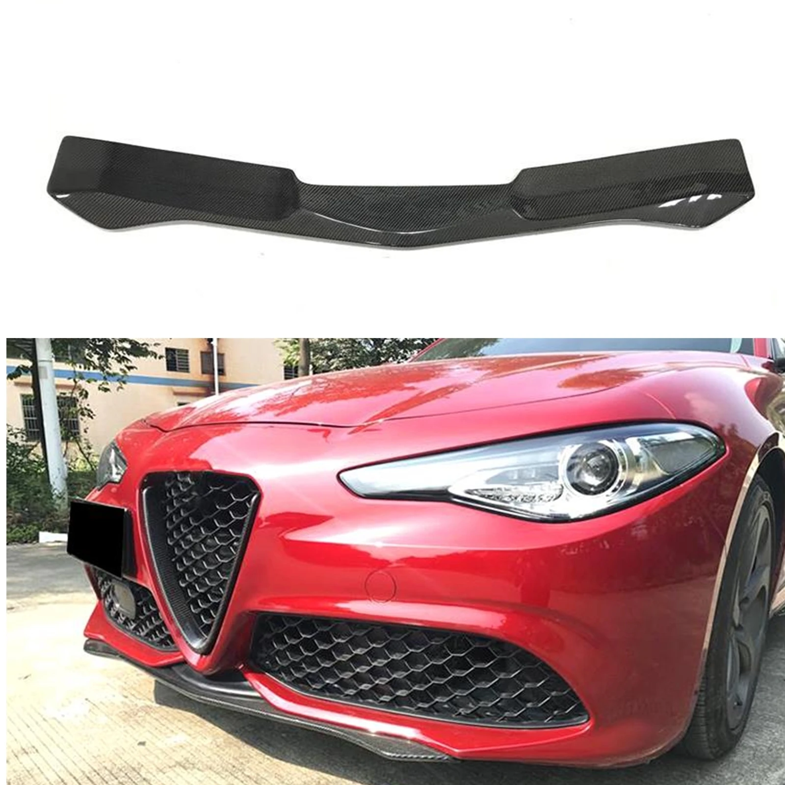 

For Alfa Romeo Giulia Sport 2016-2022 Front Bumper Spoiler Lip Real Carbon Fiber Lower Body Kit Splitter Guard Plate Blade Lippe