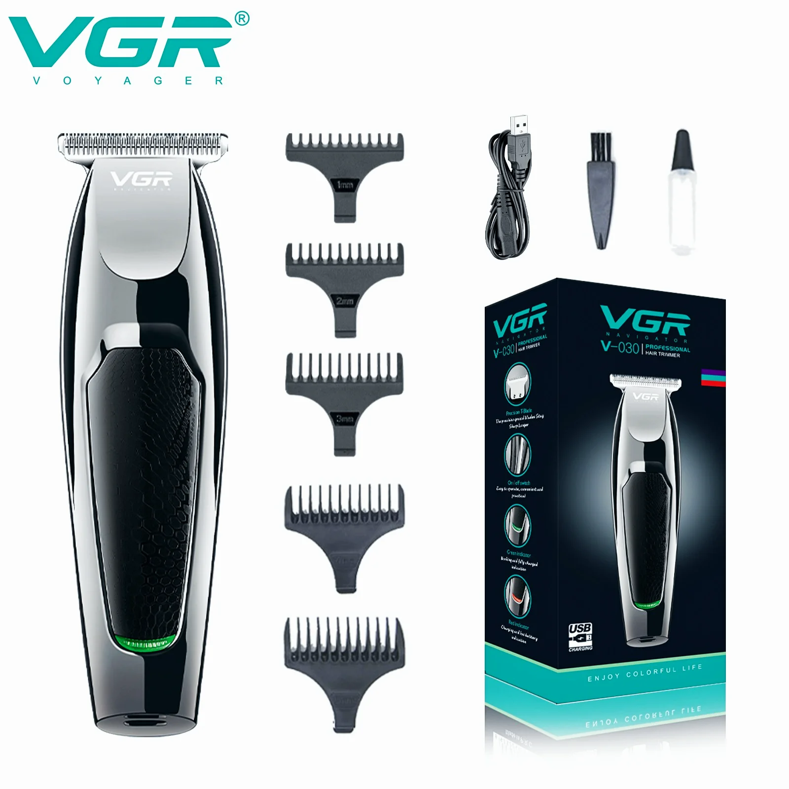 

VGR Hair Cutting Machine Electric Hair Clipper Professional Hair Trimmer Haircut Machine Bald Barber USB Charging for Men V-030