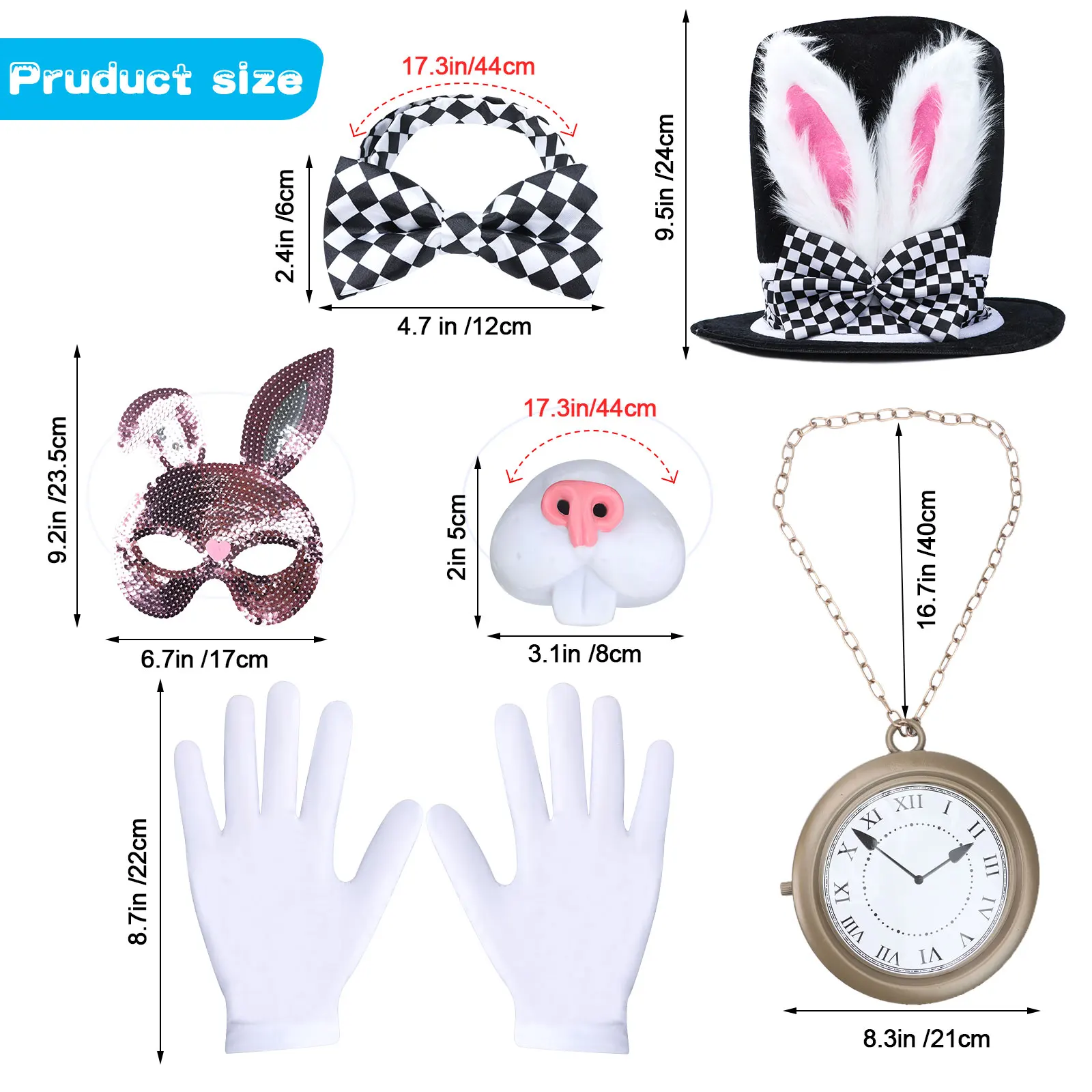 

6 шт., набор аксессуаров для пасхального костюма кролика