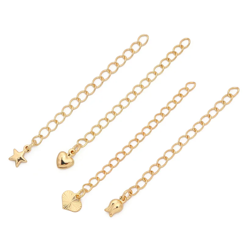 2pcs 14K 18K White Gold Silver Gold Plated 60mm Bracelet Necklace Homemade Extend Tail Chains For DIY Jewelry Making Accessories