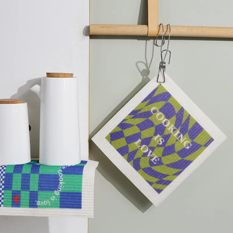 5 шт. мультяшная кухонная целлюлозная салфетка многоразовая влажная