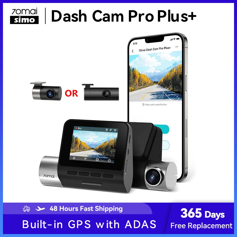 

Updated 70mai Dash Cam Pro Plus+ A500S Built-in GPS ADAS 1944P Car DVR Dual Vision 24H Parking Surveillance 140FOV Auto Recorder
