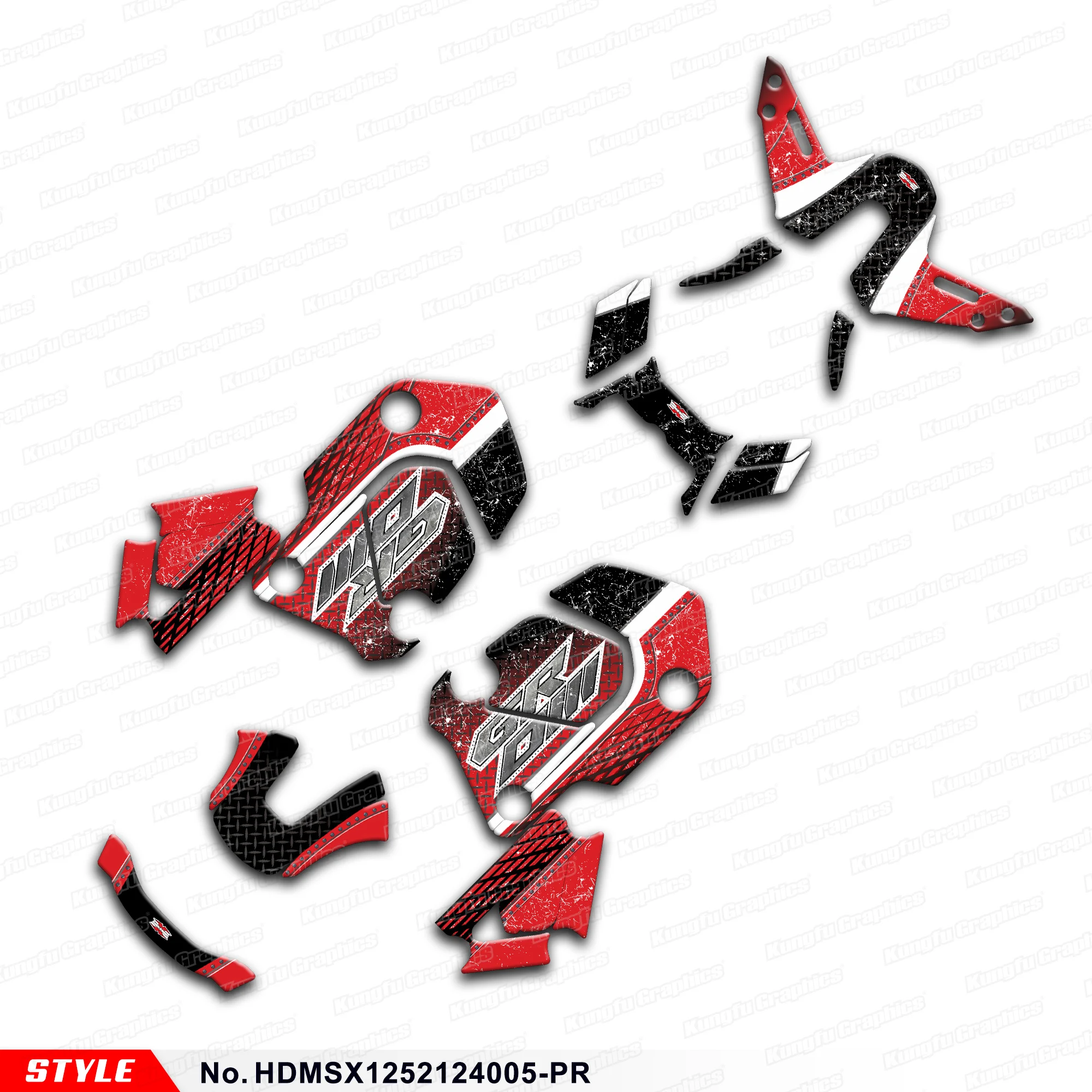 Наклейка JY RACING Restyle Graphics Racing для Honda Grom и MSX 125 2021 2022 2023 2024 красный декор HDMSX 1252124005 -ПР