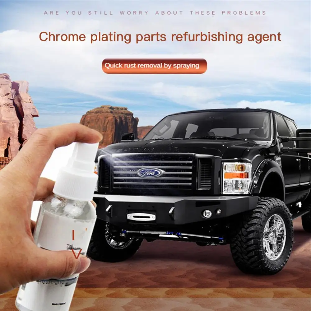 

100ml Car Chromium Plated Parts Refurbishment Agent Automobile Logo Rust Removal Metal Bright Strip Cleaning Brightener