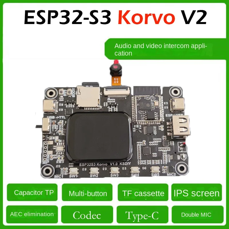 

ESP32-S3-Korvo-2 audio development board BLE wifi codec recording intercom video doorbell