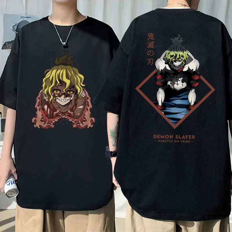 

Japanese Anime Demon Slayer Gyuutarou Double Sided Print T Shirt Summer Male Manga Oversized T-shirt Men Women Soft Cotton Tees