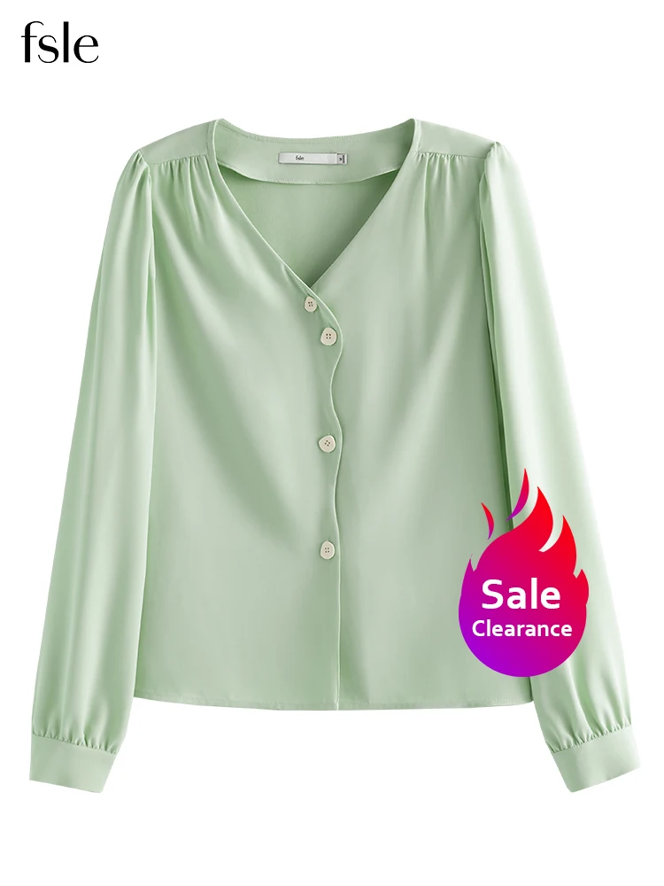 

FSLE【Clearance Sale】French Chiffon Shirt Women Long-sleeved Autumn New V-neck Professional Commuter Casual Female Blouses Tops