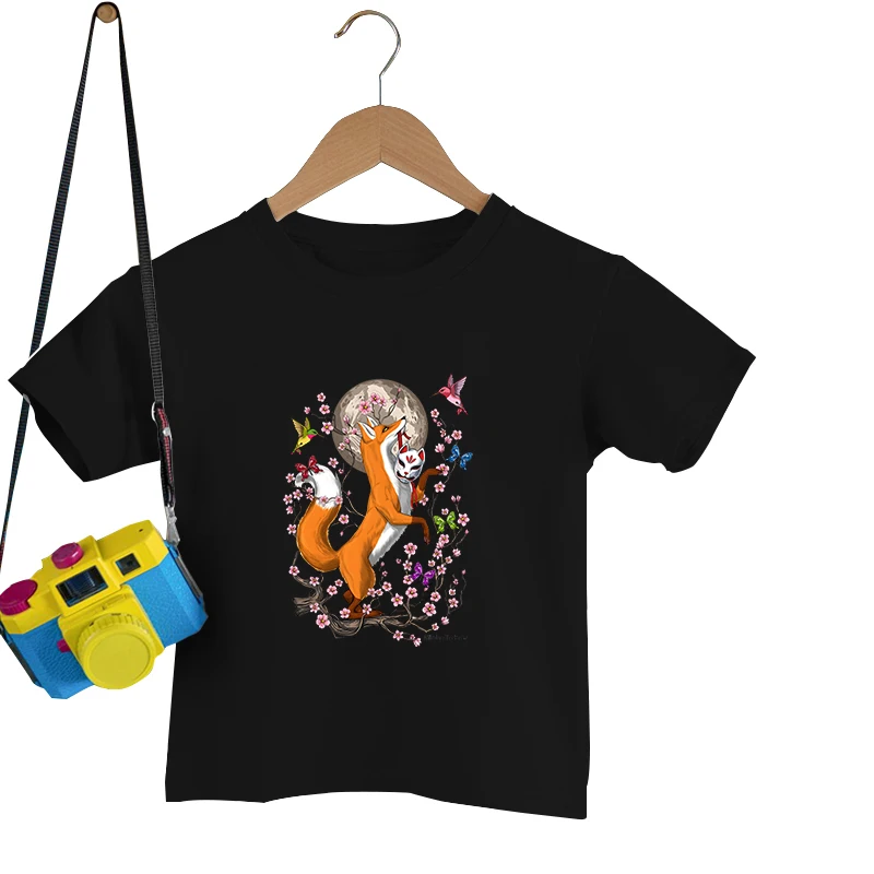 

Детская футболка с коротким рукавом и принтом лисы, в стиле Харадзюку