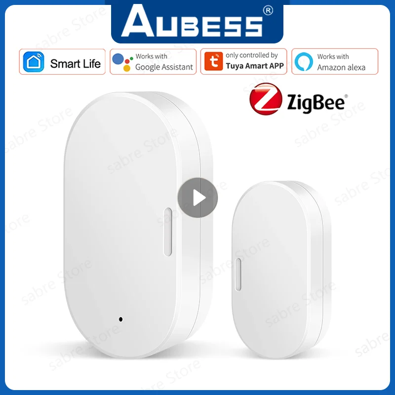 

Умный датчик открытия дверей и окон Tuya Zigbee, беспроводной детектор открытия дверей и окон для умного дома, совместим с Alexa Google Home