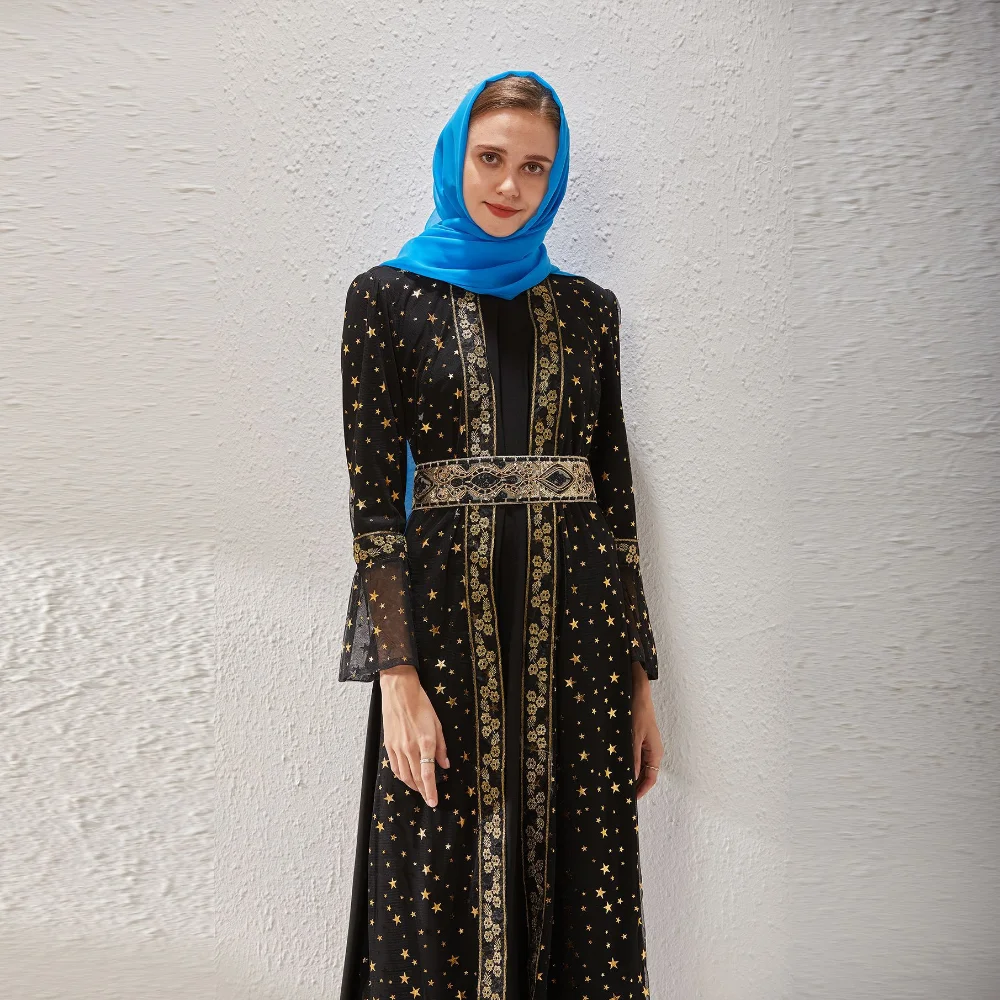 2023 Arabian Large Size Middle East Fake Two Pieces Women's Robe Muslim Dress Robe Pour Femme Musulmane Vestidos Largos
