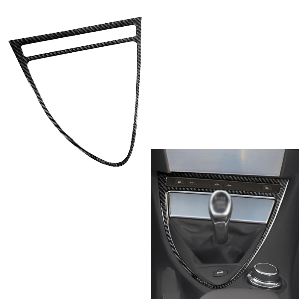 

For BMW 6 Series E63 E64 2004-2010 Black Carbon Fiber Stickers Automatic Shift Panel Frame Storage Box Interior Car Accessories