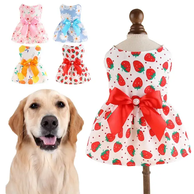 Pet Dress Pet Skirt Two-legged Sweat-absorbent Breathable Colorfast Button Closure Dress Up Floral Printing Princess Style 2