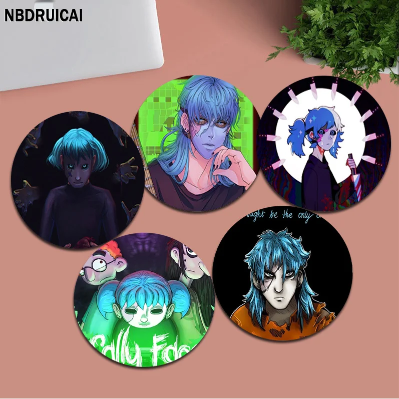 

Sally Face Mousepad Animation Round Speed Version Game Computer Keyboard Office Table Mat PC Laptop Mouse Mat Desk Play Mats