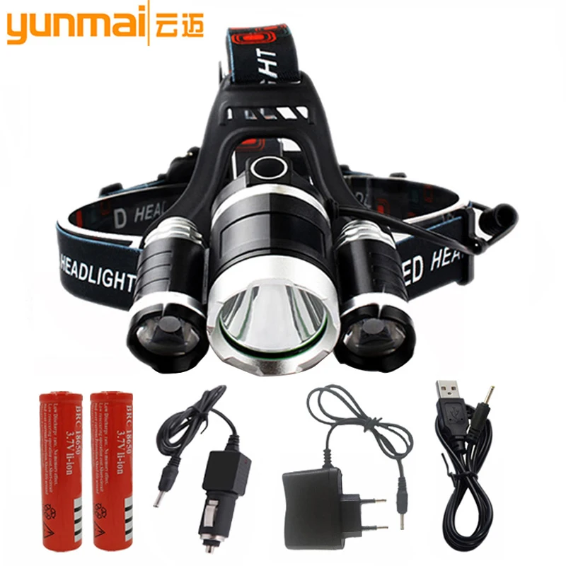 

LED Headlamp USB Rechargeable 18650 Battery Head Flashlight Lamp Light Head Frontal Torch for Camping Headlight 800,000LM